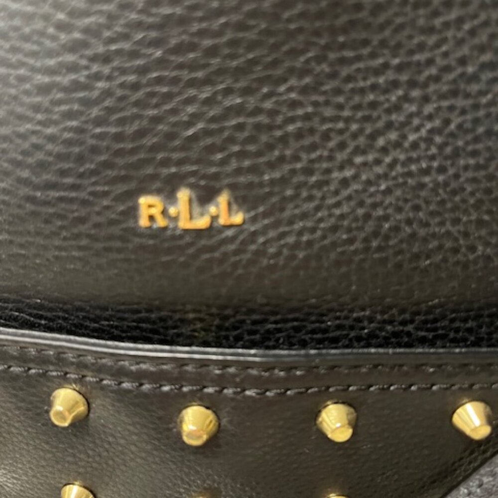 Vintage Ralph Lauren Black Pebbled Leather Gold Studded Stachel Bag - Picture 3 of 16